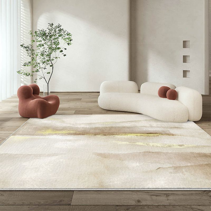 Gray Modern Rug Polyester Simple Rug Non-Slip Backing Rug for Drawing Room