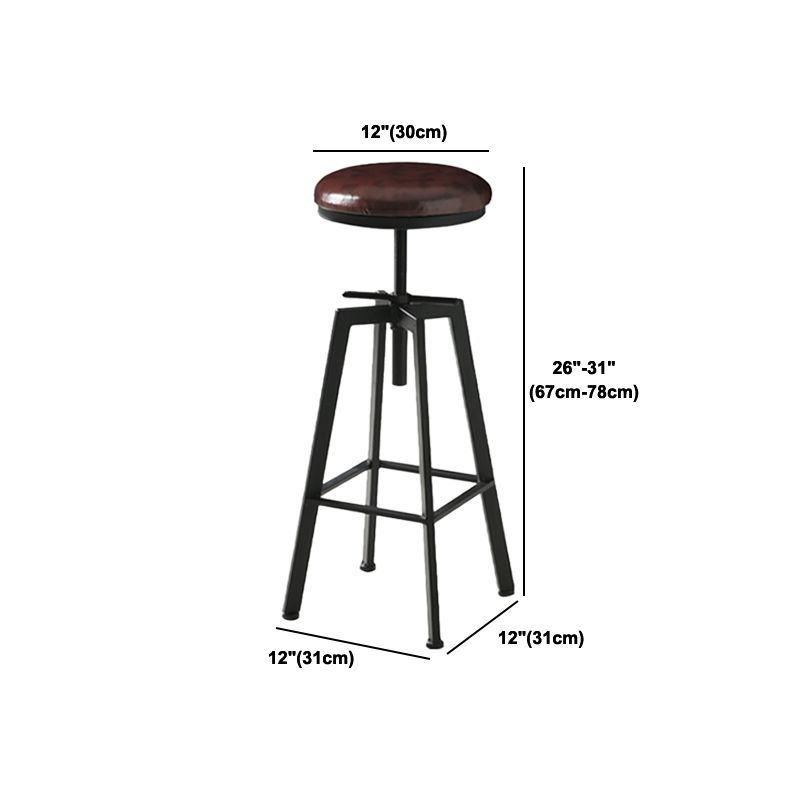 Industrial Adjustable Height Bar Stool Iron Round Armless Bar Stool