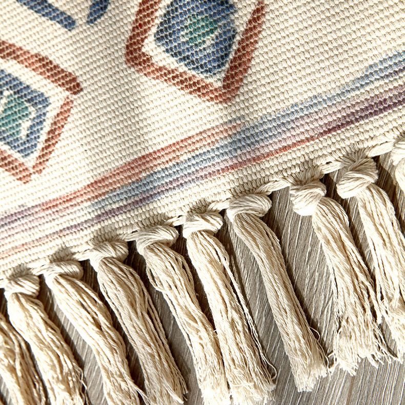 Victorian Boho-Chic Teppich mit Fransen mehrfarbiger Baumwollmischteppich Easy Care Teppich für Wohnzimmer