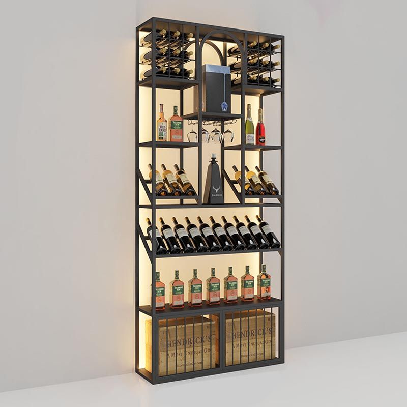 Glam Metal Wine Bottle Rack Floor Bottle Holder for Living Room