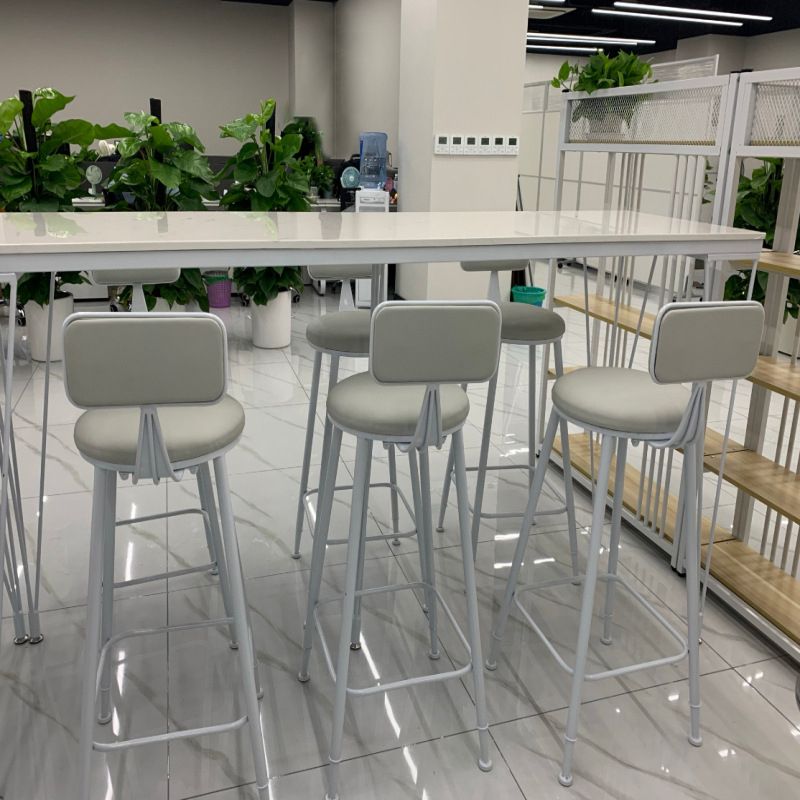 Modern Bistro Table with Metal Legs White Marble Top Bar Table