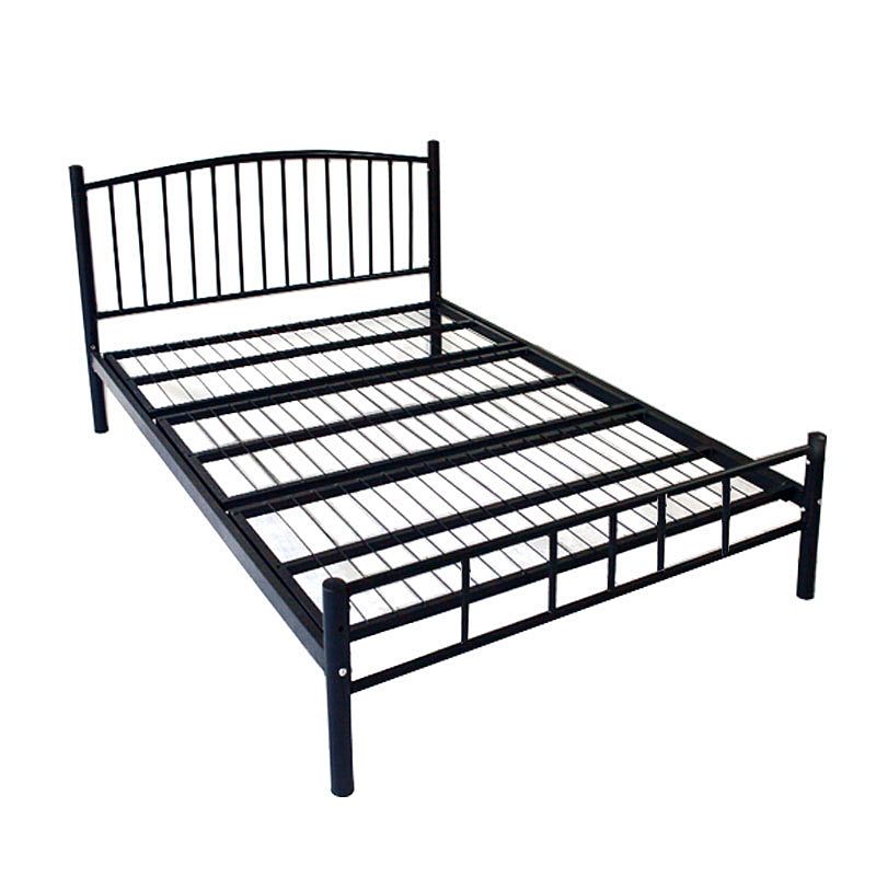 Contemporary Slat Bed Metal Black Open-Frame Bed with Custom Gold Legs