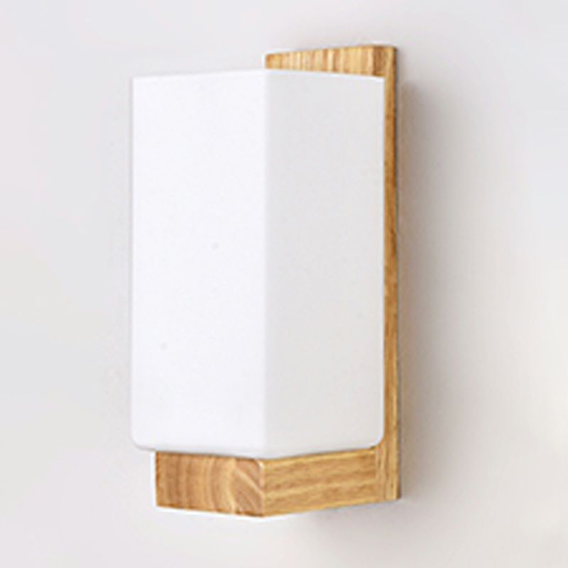 Modern Style Geometric Sconce Lights Wood 1 Light Wall Mounted Lighting