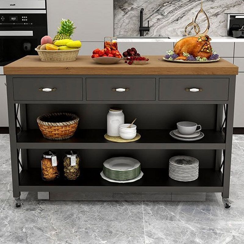Modern Open Storage Prep Table Dining Room Kitchen Trolley with Drawer