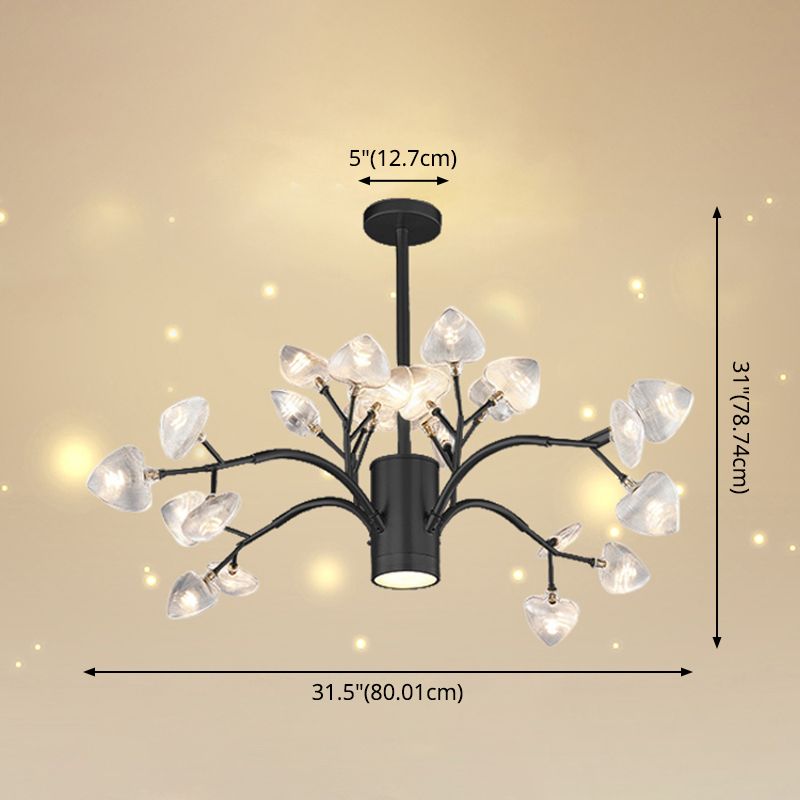 Firefly Design Chandelier Light Clear Acrylic Leaf-shaped Shade Modern Style Lighting Fixture Lamp for Bedroom Aisle Corridor