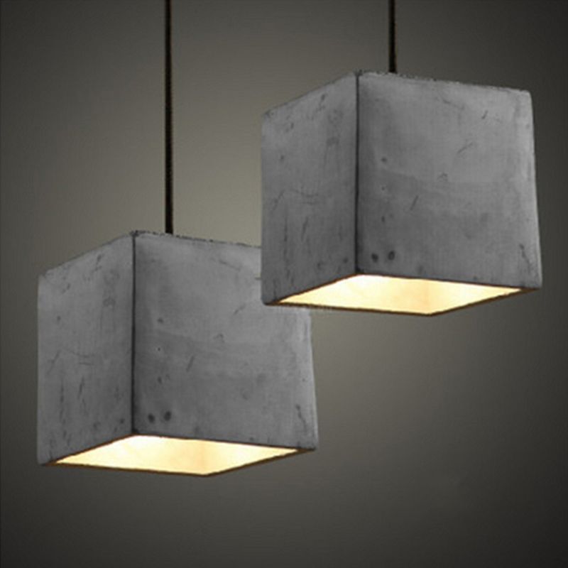 Grijze geometrische hanger lamp Minimalistisch 1-licht cementophanglicht voor eetkamer