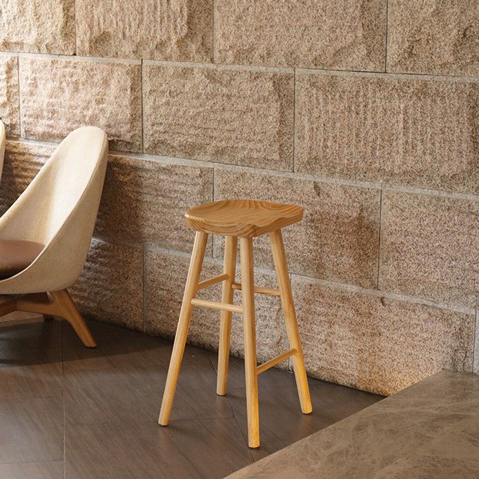 Modern Bristol Solid Wood Bar Stool Backless Footrest Barstool