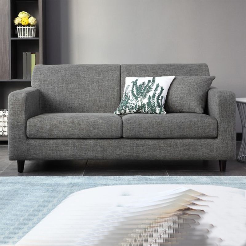 32.67" W Linen Square Arm Sofa Contemporary Standard Sofa with 2 Pillows