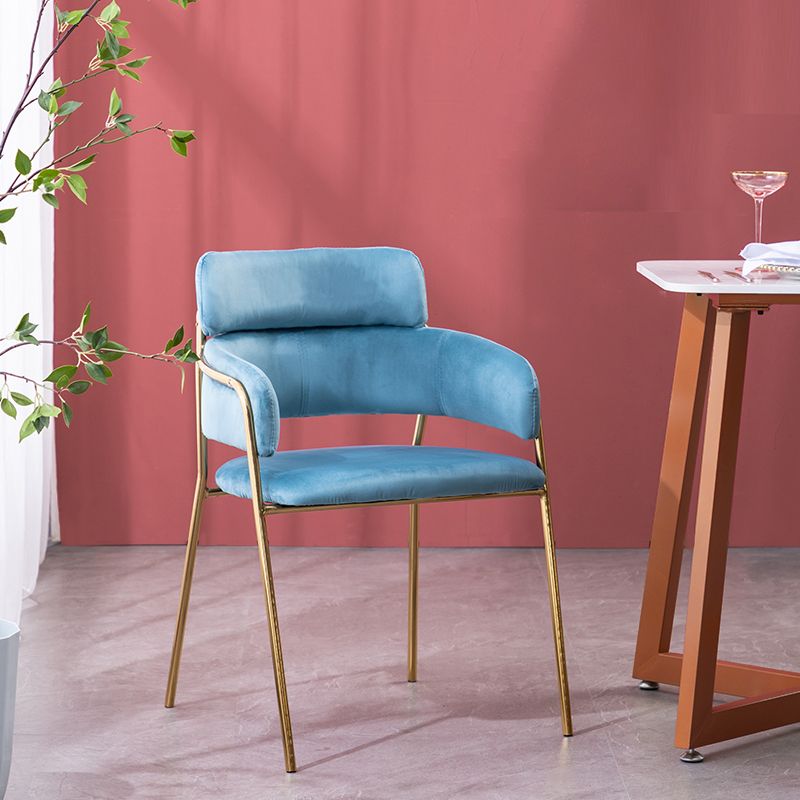 Sillas de comedor de terciopelo Glam, silla lateral de comedor con respaldo abierto para uso en restaurantes
