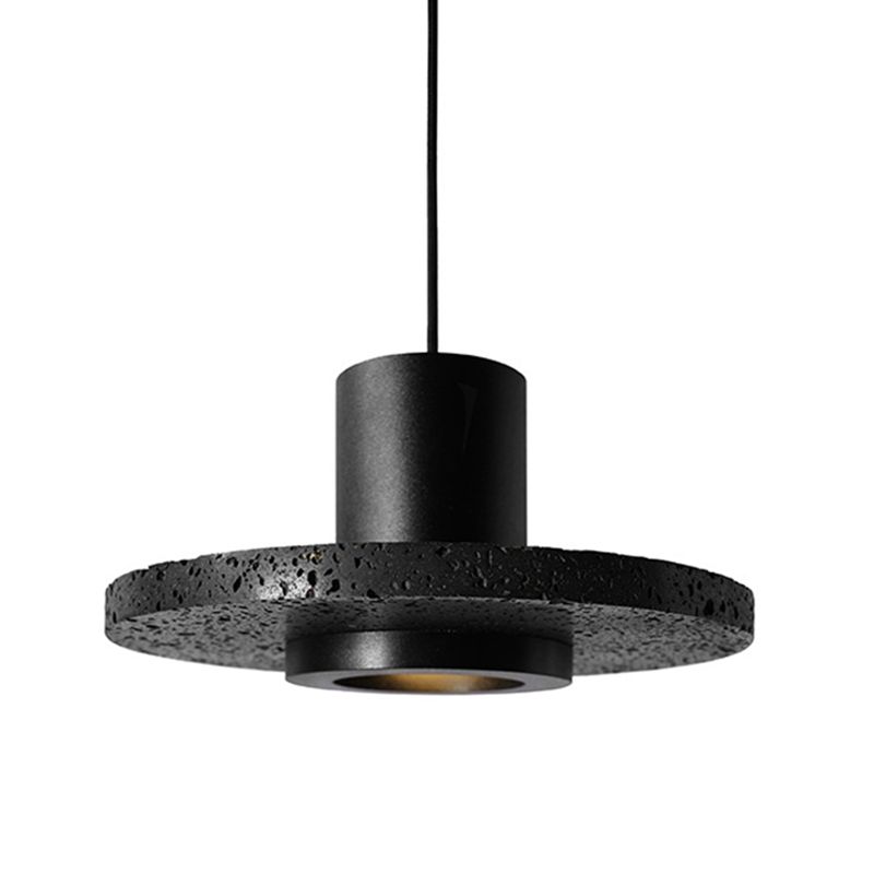 Black Hat Shaped Pendant Lighting Nordic 1 Bulb Lava Stone Suspension Light Fixture