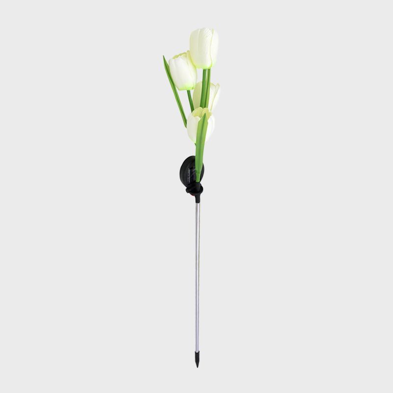 Tulip Solar LED Path Light Modernism Fabric 4 Heads Yellow/White/Yellow and White Ground Lighting for Outdoor Garden
