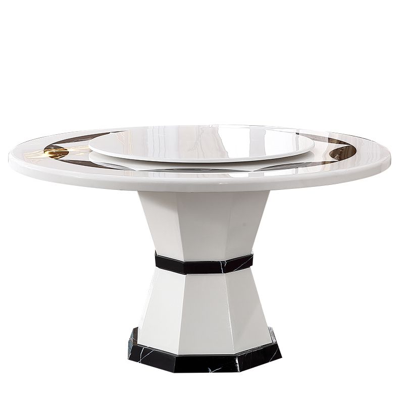 Round Pedestal Dining Site Table Marble Tripod Base Dining Room Collection With Turntable