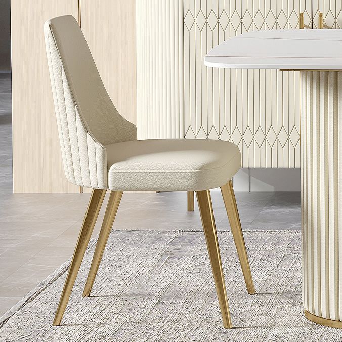 White Glam Dinette Set for Dining Room 1/4/5/7 Pieces Stone Top Dining Table Set