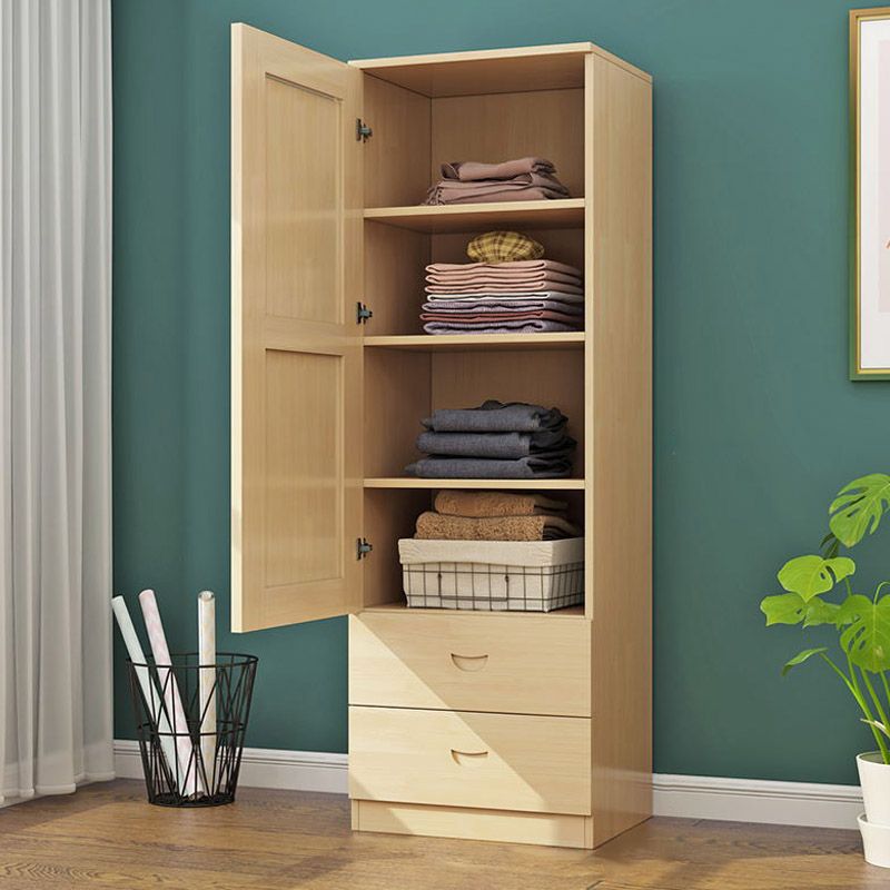 Contemporary Style Wardrobe Armoire Wooden Wardrobe Closet with Door and Drawer