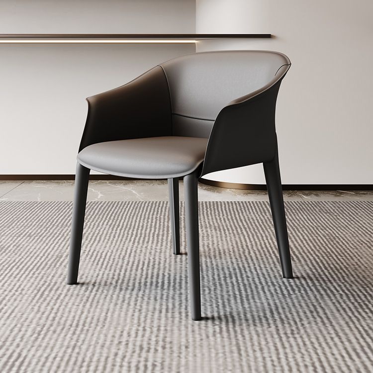 Modern Upholstered Guest Chair Faux Leather Dining Arm Chair