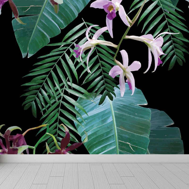 Water Resistant Botanical Wall Mural Non-Woven Tropical Wall Decor for Dining Room