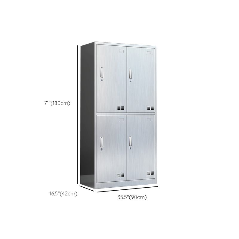 Modern Chrome Storage Cabinet for Bathroom Metal Cabinet with Hinged Doors