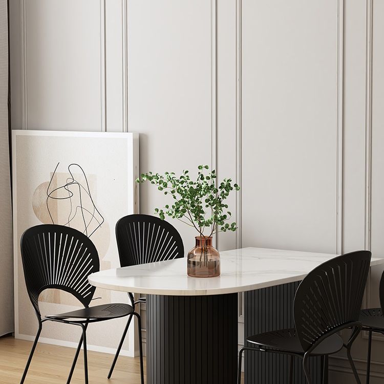 Solid Wood Contemporary Double Pedestal Dining Table Sintered Stone Table for Dining Room