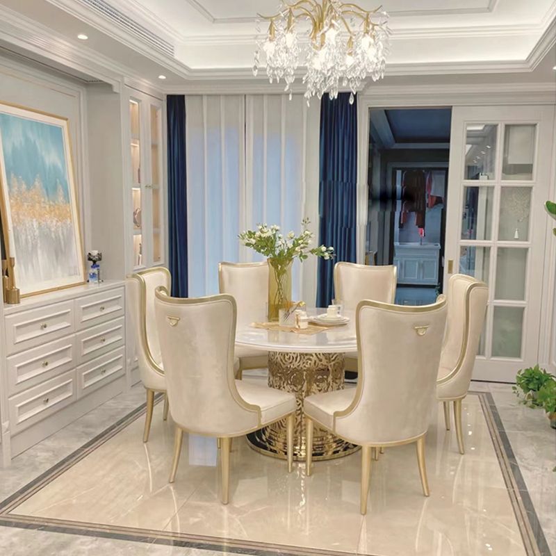 White and Gold Dinner Room Kitchen Table Traditional Luxury Dining Table