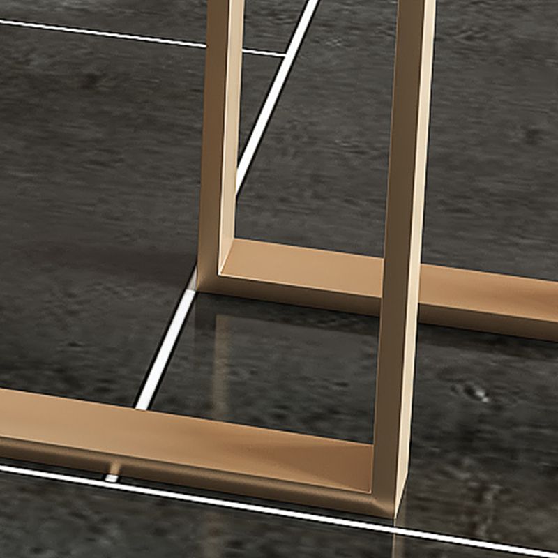 Glam Rectangle Bar Table Marble Double Pedestal Table for Indoor