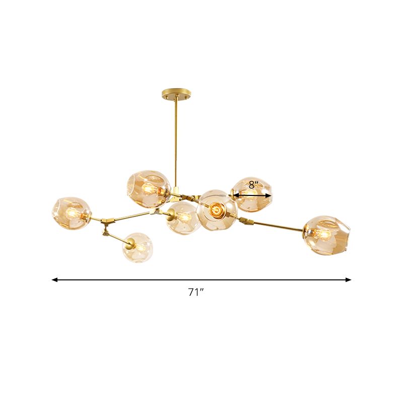 Semplicità 7 luci lampadario il lampadario in oro chiaro soffitto sospensione con tonalità in vetro ambra