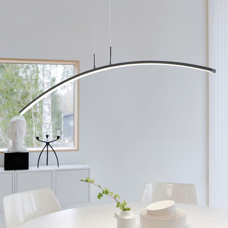 Arch Pendant Light Contemporary Acrylic LED White Ceiling Lighting Fixture in Warm/White/Remote Control Stepless Dimming Light