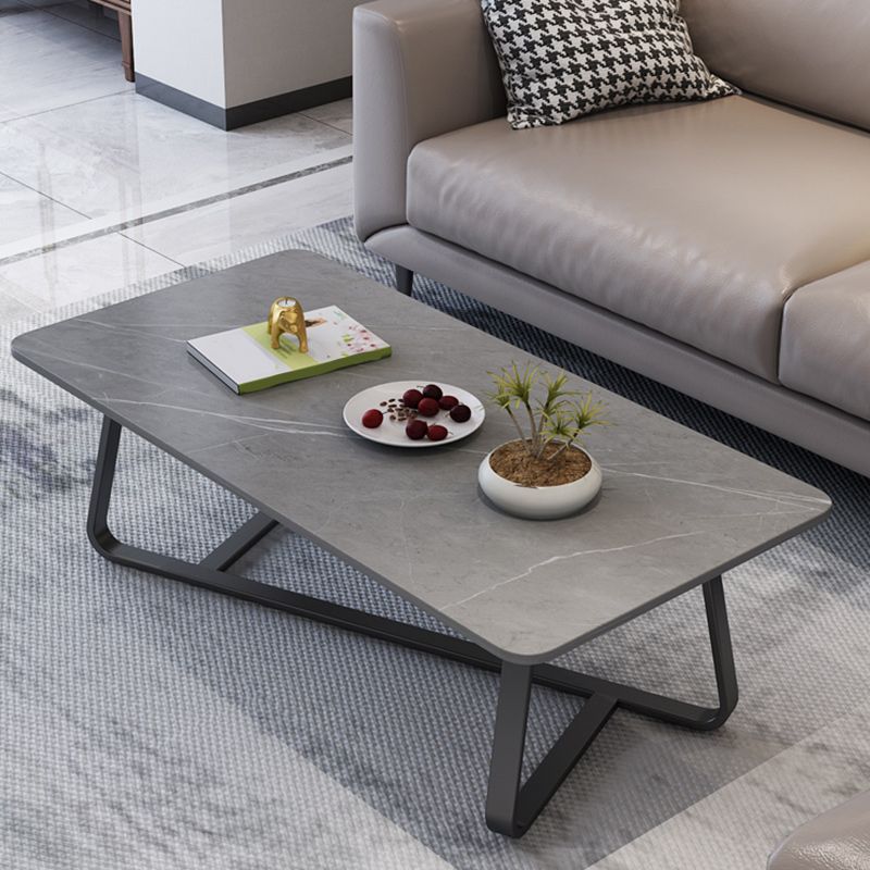 Slate Rectangle Coffee Table Abstract Base Type Single Cocktail Table