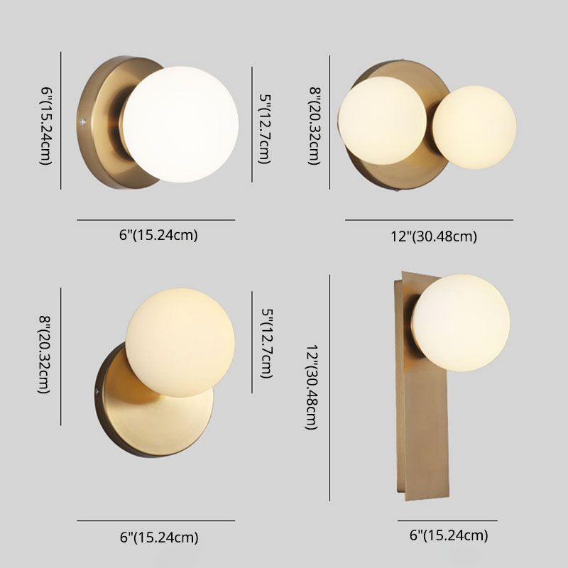 Minimalist Style Global Sconce Light Fixture Glass Bedroom Wall Lighting Fixture in Gold