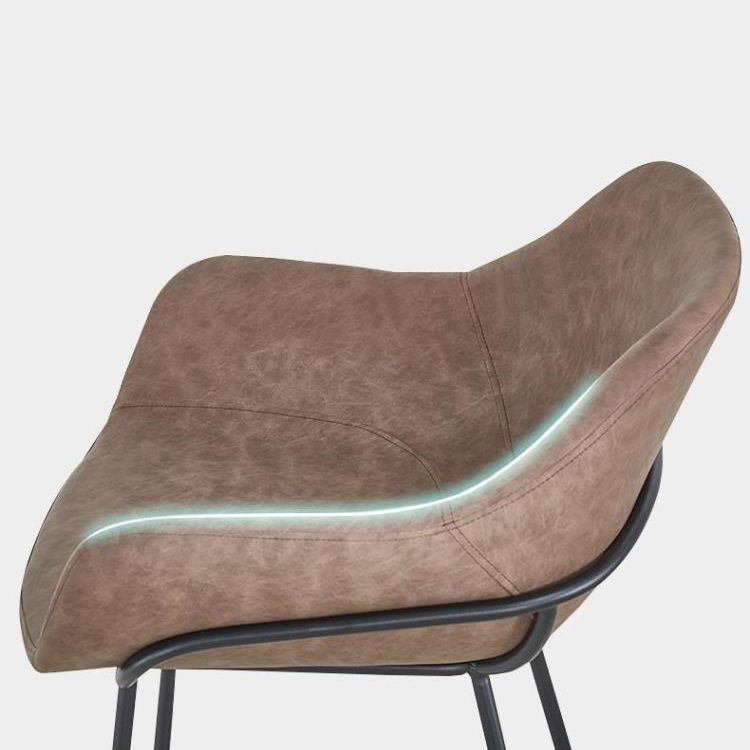 Scandinavian Faux Leather Upholstered Counter Stool with 4 Legs in Matte Finish for Home