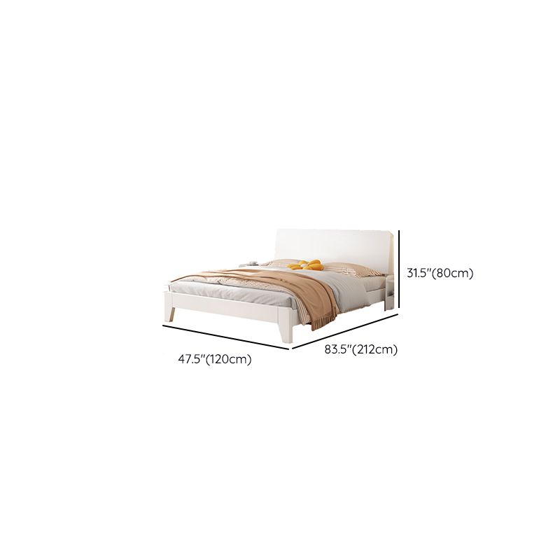 Solid Wood Standard Bed Modern White Bed Frame with Headboard