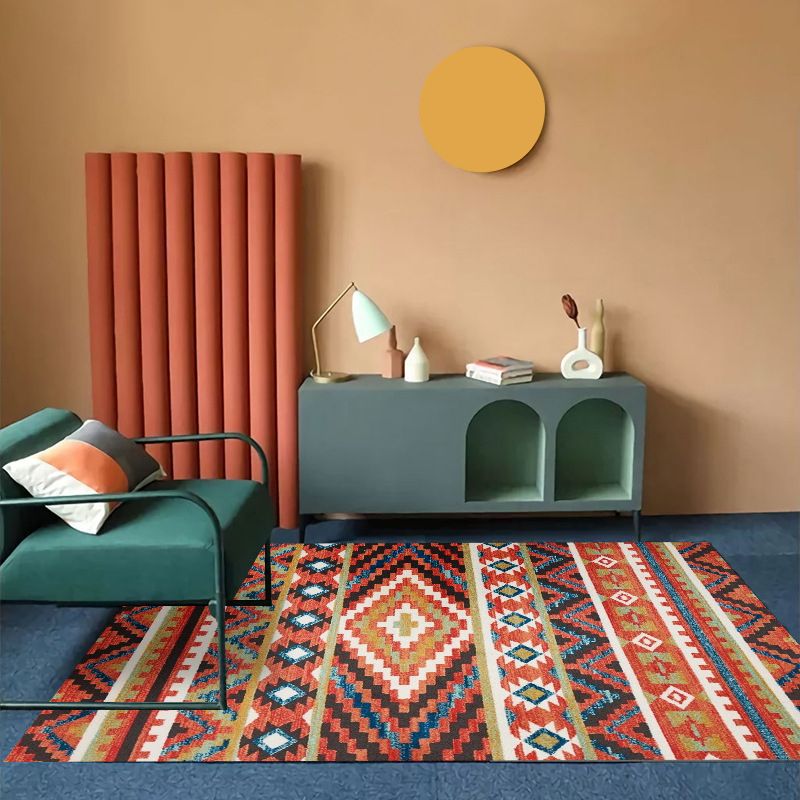 Orange Modern Rug Polyester Graphic Indoor Rug Non-Slip Backing Rug for Home Decor