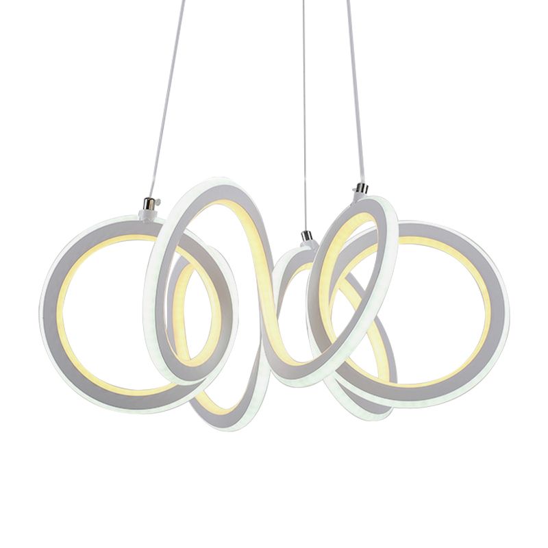 Chandelier de salon léger LED avec cycle en acrylique Shade White suspension de suspension