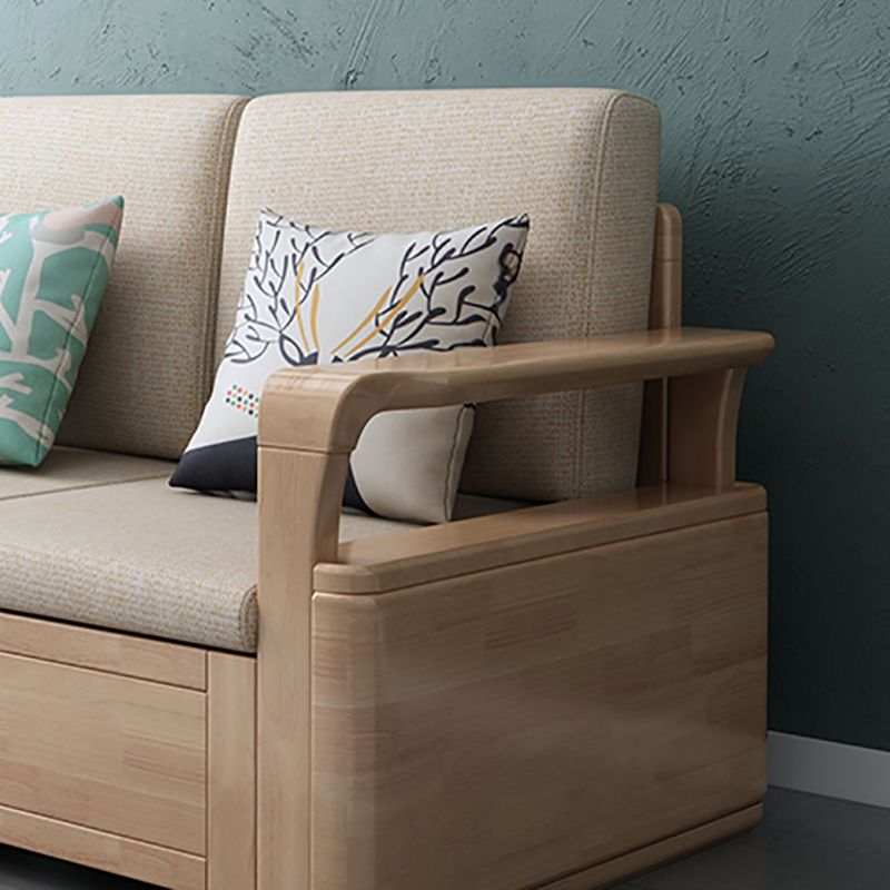 24"H Scandinavian Sectional Sofa Storage Cream Fabric Sectional