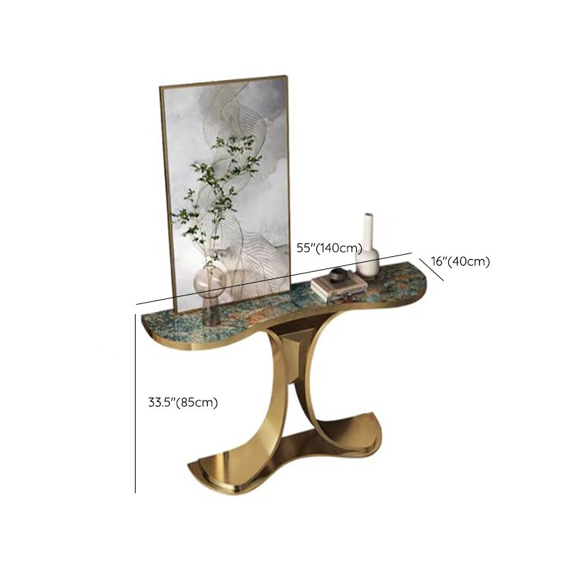 Glam Free Form Console Table with Stainless Steel Bracket for Hall