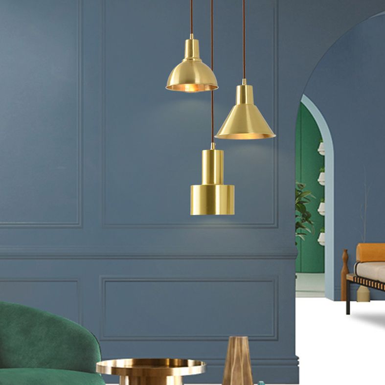 Cord Hung Pendant Ceiling Light Minimalist-Style Metal Gold Hanging Ceiling Light