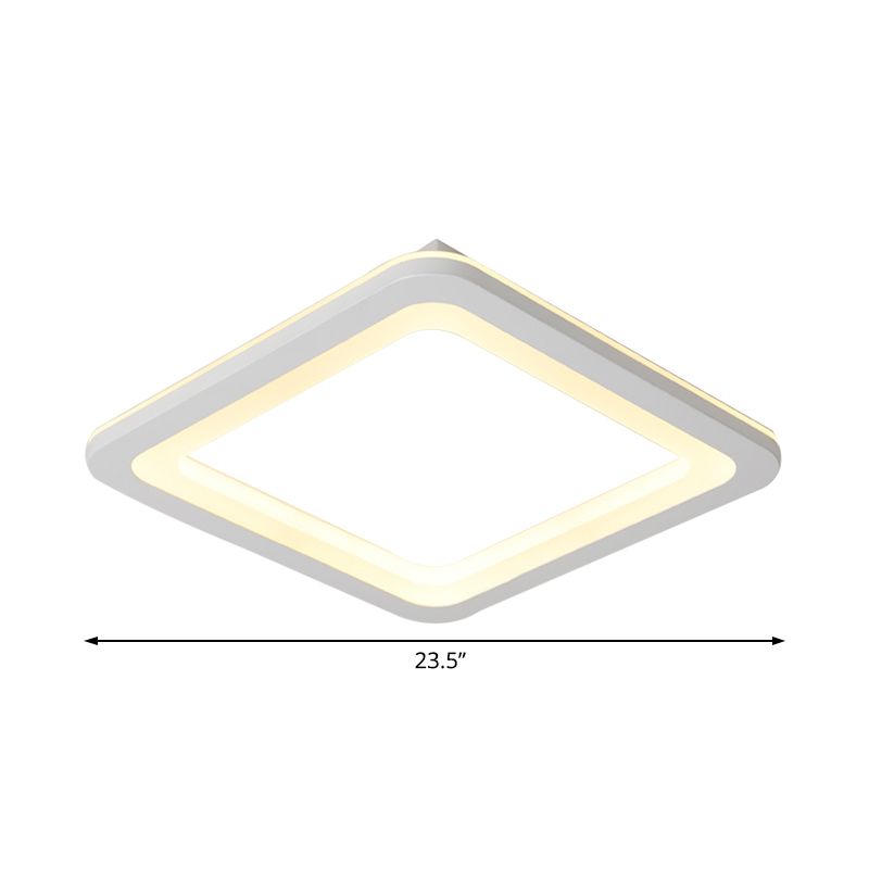 Éclairage encastré carré simple métal LED plafonnier blanc, blanc / lumière chaude, 10 "/ 14,5" / 19 "de large