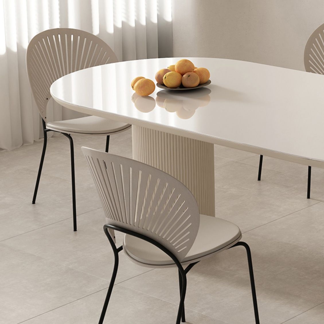 Metal and Slate Table Modern Minimalist Home Wood Base Dining Table