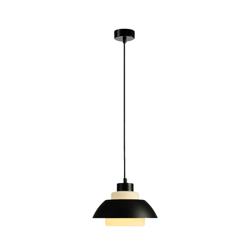 Black/White Flared Shade Hanging Lamp Macaron Stylish 1 Light Metallic Pendant Lighting for Dining Room