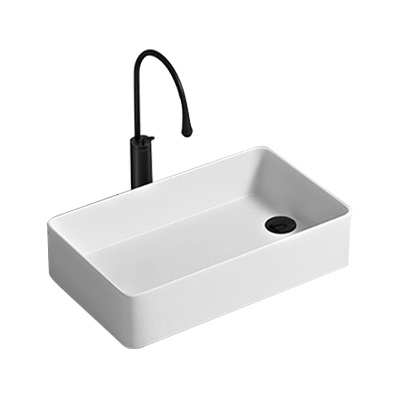 Contemporary Bathroom Sink Porcelain Rectangular Vessel with Pop-Up Drain