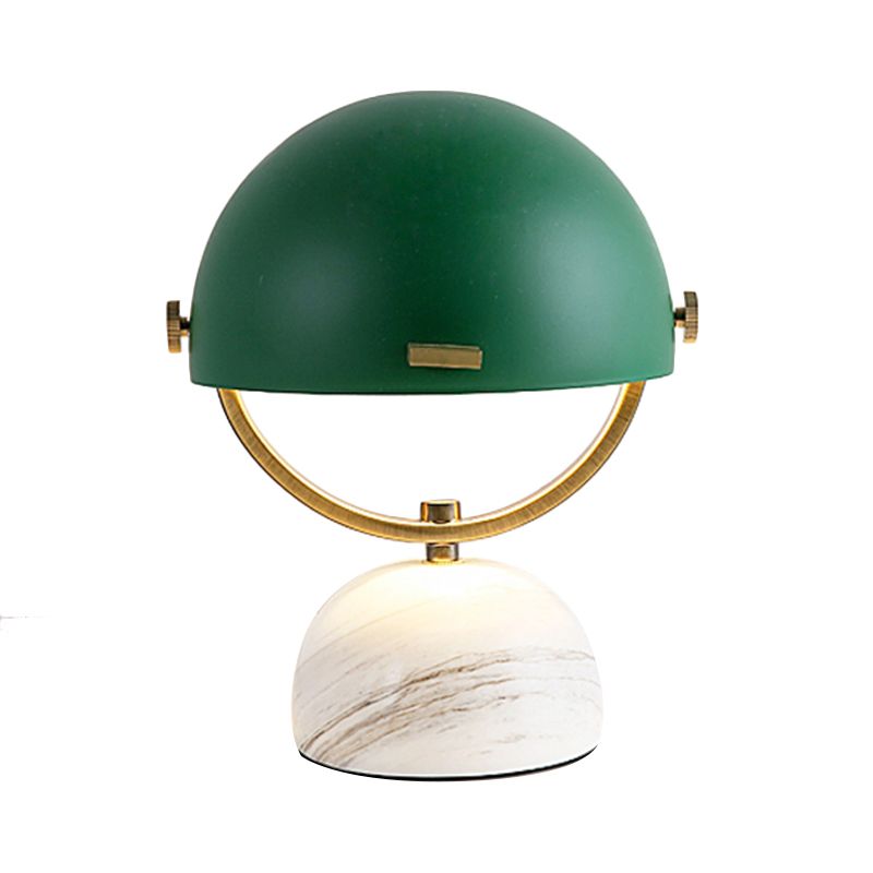Black/Red Finish Domed Table Lamp Modern Style 1-Bulb Metal Table Light with Marble Base for Bedroom