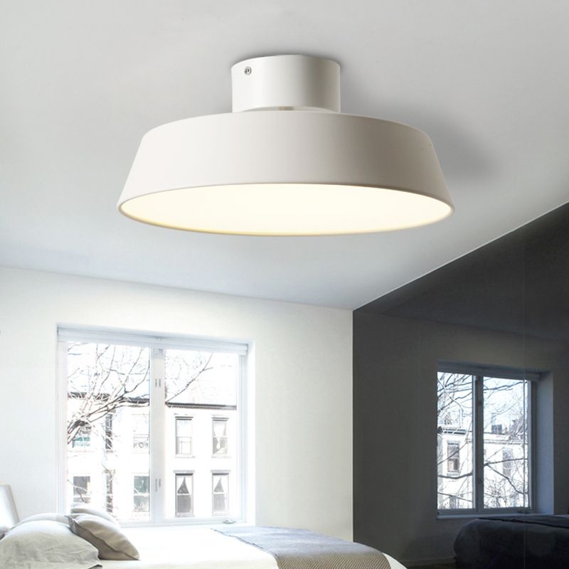 Dining Room LED Semi Flush Light Simplicity Metal Ceiling Lighting with Barn Acrylic Shade