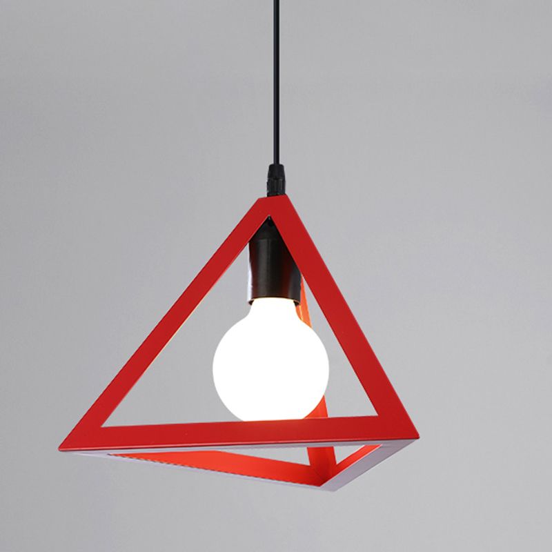 Simple Iron Ceiling Light Industrial Style Geometry Colorful Pendant Lamp for Houseroom