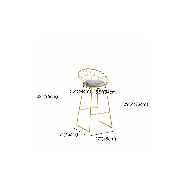Round Low Back Dining Stools Armless Bar Stools with Metal Base