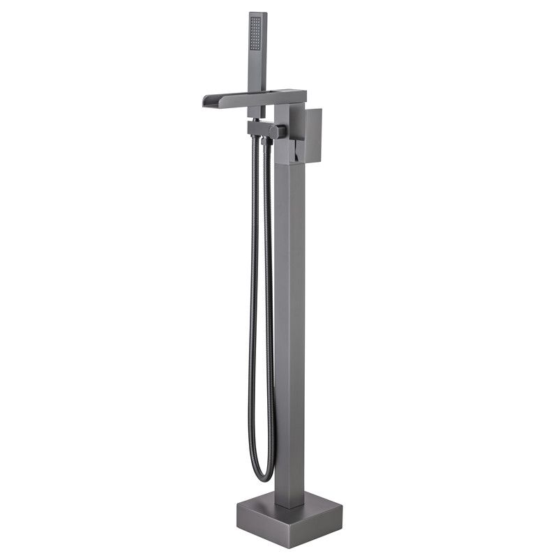 Floor Mounted Metal Freestanding Tub Filler One Handle Waterfall Freestanding Faucet