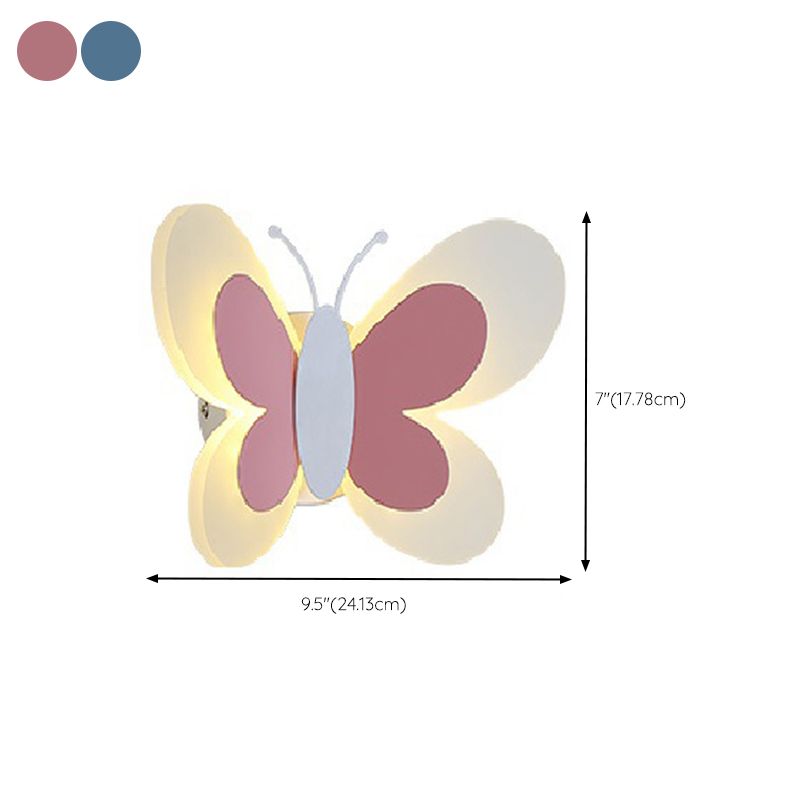 Pink/Blue Wall Light Contemporary Butterfly Lighting for Living Room