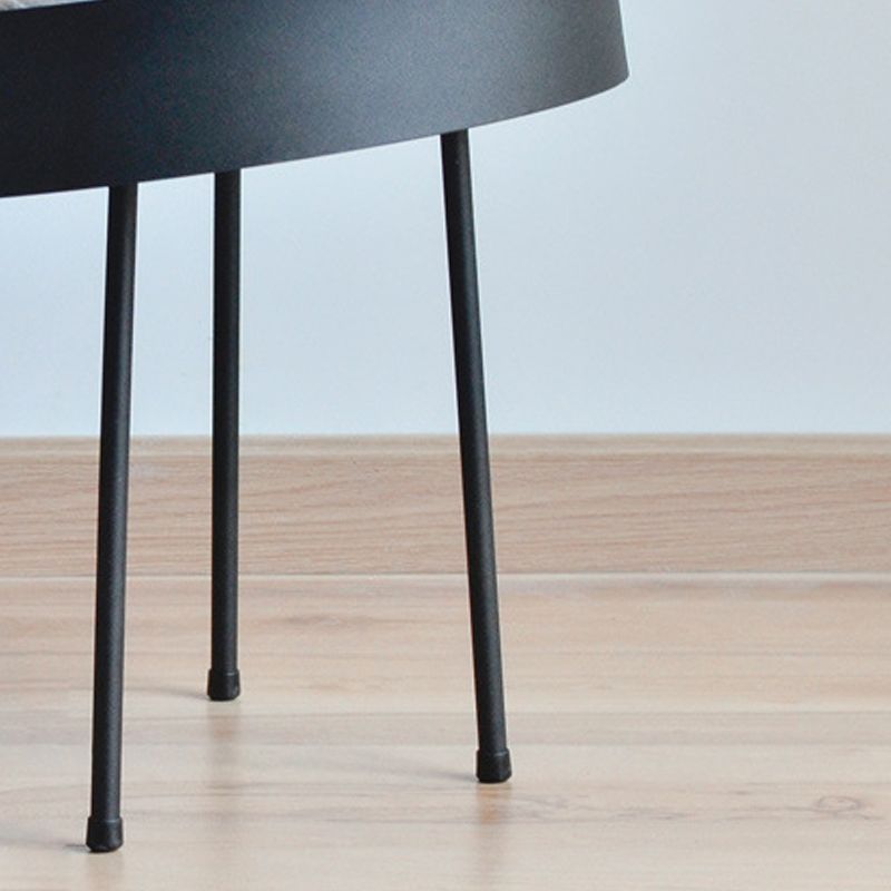 Round with Metal Accents Coffee Table Modern 4 Legs Cocktail Table