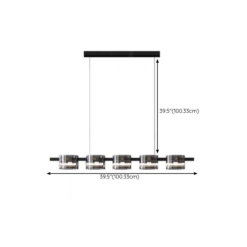Glass 5 / 7 / 9 - Light LED Pendant Ceiling Fixture Modern Kitchen Island Light in Black