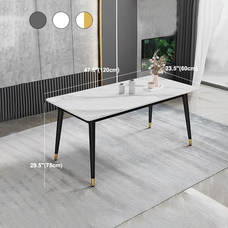 Black Metal 4 Legs Dining Room Table Traditional Luxury Rectangle Dining Table