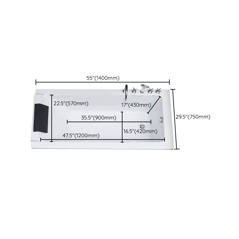 Acrylic Soaking Bathtub Antique Finish Drop-in Back to Wall Bath Tub