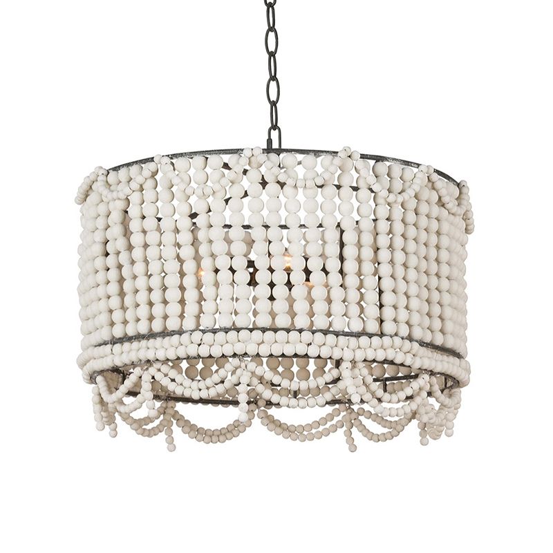 Lámpara de lámpara de lámpara de madera Retro 3 bulbos blancos/rosa/azul Costa de iluminación colgante con cadena ajustable